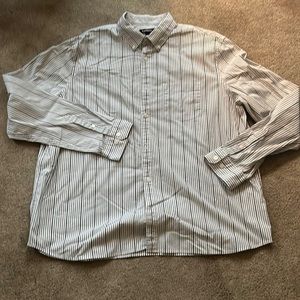 Express Button Down Shirt Grey Stripes XL